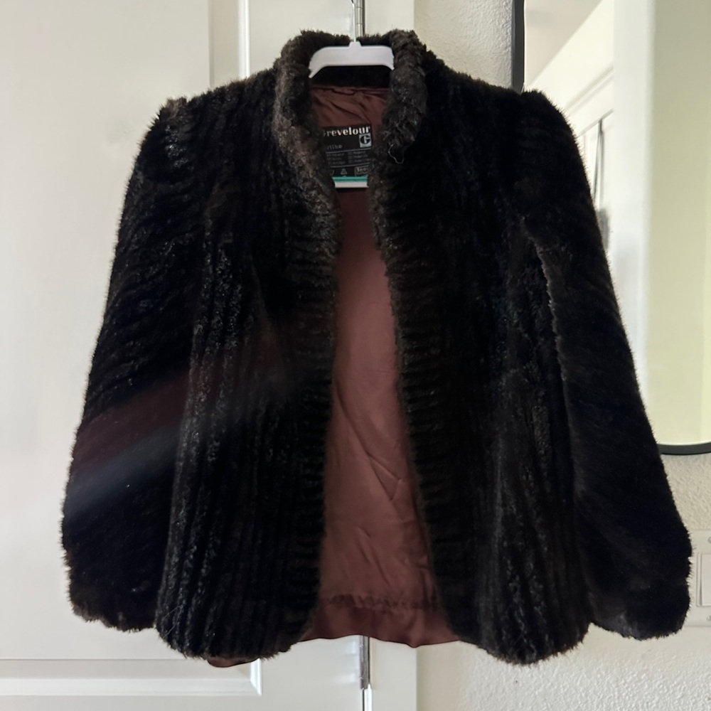 Vtg Women's Faux Fur Jacket - Brown